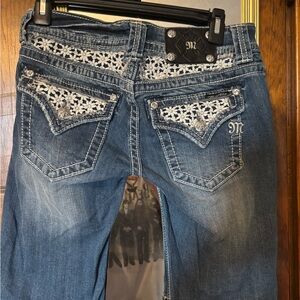 Miss Me Jean Shorts with White Lace Back Detail